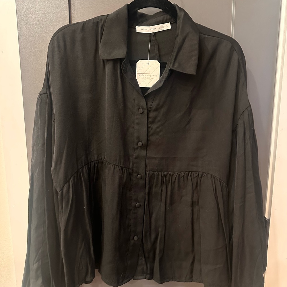 Altar'd State Charcoal Blouse